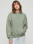 Superdry Micro Logo Embroidered Boxy Hoodie - Green, Green, Size 8, Women