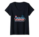 Womens 4th July Drinks Party Family Friends Patriotic Names Jason V-Neck T-Shirt