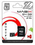 Magix Carte Mémoire microSD 64Go Classe 10 V10 U1, Vitesse de Lecture Allant jusqu'à 80 Mo/s, HD Series (Adaptateur SD Inclus)