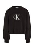 Iridescent Ck Logo Cn Sweatshirt Tops Sweat-shirts & Hoodies Sweat-shirts Black Calvin Klein