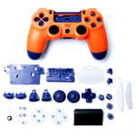 HUAYUWA Plastic Game Controller Housing Case with Buttons Replacement Set Fits for PlayStation 4 Slim 4.0 JDM-040 JDM-050 JDM-055, Sunset Orange