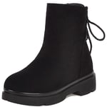 Dieenia Women Casual Round Toe Ankle Boots Zip Mid Heel Short Boots Winter Black Size 1.5 UK/34