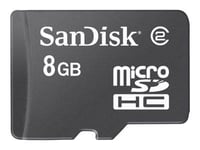 SanDisk - Carte mémoire flash (adaptateur microSDHC - SD inclus(e)) - 8 Go - Class 2 - micro SDHC - noir