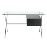 Knoll - Franco Albini Mini Desk, Svartbetsad modul med 2 lådor - Silver, Svart, Transparent - Transparent - Skrivbord - Glas/Metall/Trä