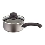 Judge Everyday JDAY022 Non-Stick Saucepan, 16cm 1.2L with Vented Glass Lid and Stay Cool Handle, Aluminium, Teflon, Dishwasher Safe