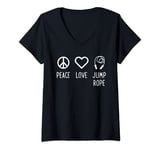 Womens Peace Love Jump Rope Skipping Jumping Sports Gift V-Neck T-Shirt