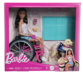 Barbie Brunette Fashion Doll & Service Dog Playset Accessories Toy New with Box