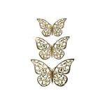 12st 3D Fjärilar i Metall, Väggdekoration - Guldblad