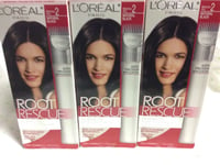 3 X L'Oreal Root Rescue 10 Minute root Coloring Kit Natural Black #2 Hair Color