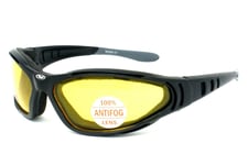 Yellow tinted motorcycle glasses/UV400 Foam padded sunglasses + pouch & postage