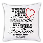 i-Tronixs® Personalised Valentines Cushion Cover Pillow For Boyfriend Girlfriend Husband Wife Wedding Gift Customise Your Picture/Name Photo Image Couple Present (40cm X 40cm) (Pillow Insert 003)