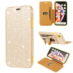 ZTUOK for iPhone XR Wallet Case,Bling Glitter PU Leather Flip Wallet Folio Inner Soft TPU Case with [Card Slots] Stand Function Case for iPhone XR- Gold