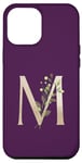 Coque pour iPhone 13 Pro Max Monogramme élégant couleur prune M avec verdure aquarelle