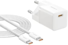 Baseus P10110909213-01 Usb-C Gan5 Mini 25W Nätladdare Vit (P10110909213-01)