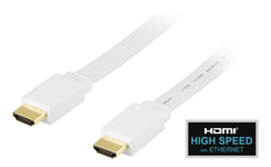 HDMI-kabel, 4K/3D, flat, 1 meter - Vit