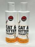 Cat & Kitten Shampoo Low Foaming Formula Gentle Grooming 2 X 250ml Bottles Mikki