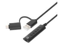 Manhattan 153560, Svart, USB-C &amp USB-A, USB-A &amp 3,5 mm, Manlig kontakt, Kvinnlig kontakt, Polyvinylklorid (PVC)