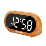 OCUBE Digital Alarm Clock, Bedside Clock with 5 Optional Alarm Sounds, 0-100% Dimmer, Adjustable Alarm Volume, Easy to Use, USB Charger, Big Digit Display, Snooze, 12/24Hr, Mains Powered(Wood Grain)