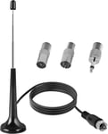 Antenne Radio Fm Dab Intérieur 75 Ohm Base Magnétique, Câble De 3M Et Connecteurs Compatibles Pour Chaine Hifi, Récepteur Stéréo, Radio Maison, Antenne Fm Pour Tuner Hifi[X113]