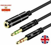 3.5mm Audio Mic Splitter 2 Jack Male to 1 Female Headphone Audio Adapter Cable