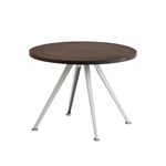 HAY - Pyramid Coffee Table 51 - Beige Base - Smoked Oak - Ø60 x H44 cm - Träfärgad - Soffbord - Metall/Trä