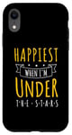 iPhone XR Happiest When I'm Under the Star Night Skys Quotes Cosmic Case