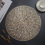 Hosoncovy 4 Pack Firework Decorative Placemats PVC Placemats Hollow Table Place Mats Heat Resistant Non-slip Dining Placemats Leaf Placemat Round Placemats for Home Kitchen (Gold)