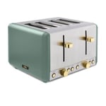Tower Cavaletto 1800W 4 Slice Stainless Steel Toaster Jade Green & Rose gold