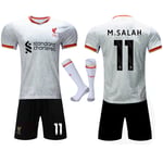 2024-2025 Liverpool borta barn fotbollströja kit med strumpor nr 11 M.SALAH 18
