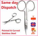 Stainless Steel Finger Toe Nail Scissors Curved Arrow Manicure Cuticle Nails UK