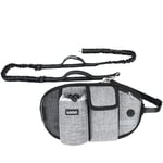 Hundträningsset, handsfree koppel, justerbar midjeväska,Grå påse rep set