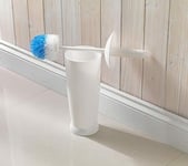 Addis White Toilet Loo Brush Holder Nylon Bristles Closed Lavatory Set 9169