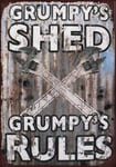 The Shizzle Print Co Grumpy's Shed Grumpy's Rules Vintage Retro Aluminium Sign (16" x 12")
