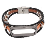 (Brown And Black) For Mi Band 6/5 NFC Vintage Wristband Leather Bracelet