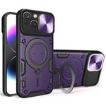 SKALO iPhone 15 Armor hybridi magnetrengas kameran liukusäädin - Violetti