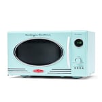Nostalgia RMO4AQ Retro Microwave Oven UKNRMO9AQ6A, 25Litres, 900 Watts with 5 Power Levels, 12 Pre-Programmed Cooking Settings, Turntable, Digital Clock, Aqua Colour, Glass, 800 W, 25 liters