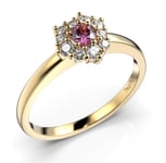 Festive Nadja Halo Pink guld safir-diamantring 690-028P-KK