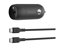 Belkin BoostCharge - Strömadapter för bil - 30 Watt - 3 A - Fast Charge, Strömmatning 3.1 (24 pin USB-C) - svart
