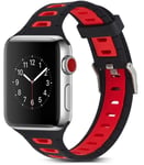 Silikone urrem kompatibel med Apple Watch, 38mm, Sort, Rød