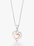 L & T Heirlooms 9ct White and Rose Gold Second Hand Diamond Double Heart Pendant Necklace