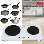 2250W PORTABLE ELECTRIC COOKER DOUBLE HOB HOT PLATE TABLE TOP BLACK HOTPLATE