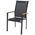 Doppler Chaise empilable Expert - Chaise de Jardin en Aluminium - Empilable - Résistant aux intempéries - Forme Ergonomique pour Plus de Confort d'assise (Aspect Bois Anthracite/Noir)