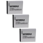 EXTENSILO 3x Batteries compatible avec Canon Digital Ixus 80 is, 82, 60, 65, 70, 75, i7, i Zoom appareil photo (800mAh, 3,7V, Li-ion)