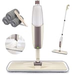 Spray Mop for Floor Cleaning, HOMTOYOU Floor Mop with a Refillable Bottle and 3 Washable Microfiber Pads, Spray Dry Wet Mop for Home Kitchen Hardwood Laminate Wood Vinyl Ceramic Tiles Floor Cleaning