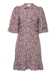 Jacquard Puffed Mini Dress Kort Klänning Burgundy By Ti Mo