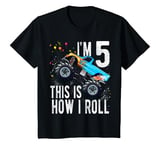 Youth 5 Year Old Shirt 5th Birthday Boy Monster Truck Car T-Shirt