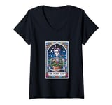 Womens The Plant Lady Tarot Card Funny Halloween Skeleton Magic V-Neck T-Shirt