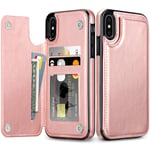 Coolden for iPhone XS Max Case Shockproof Case for iPhone XS Max Wallet Case Cover with Card Holder Slot Flip Folio PU Leather Magnetic Closure Protective Case Cover for iPhone XS Max (Rose Gold)