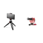 Manfrotto MKPIXICLAMP-BK, Mini Tripod with Universal Smartphone Clamp, Black & Rode VideoMicro Compact On Camera Microphone - Assorted Colors