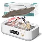 Nettoyeur Ultrasons, 650ml Nettoyeur Ultrasons Lunettes, 48000Hz Nettoyeur Ultrason Bijoux, 40W Nettoyage Ultrasons pour Dentiers Montres Collier Rasoir 3 Niveaux Réglables Ultrasonic Cleaner (Blanc)
